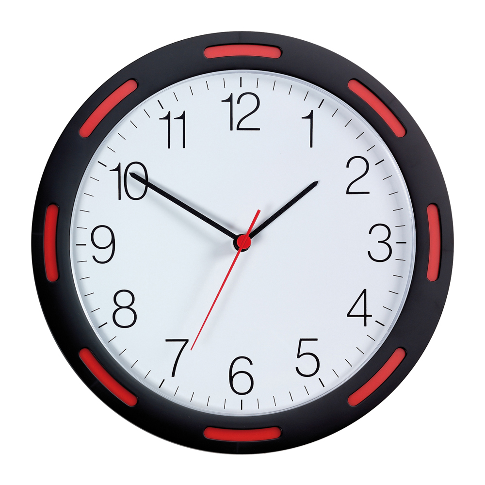 Quarz-Wanduhr U-1248 - schwarz/rot