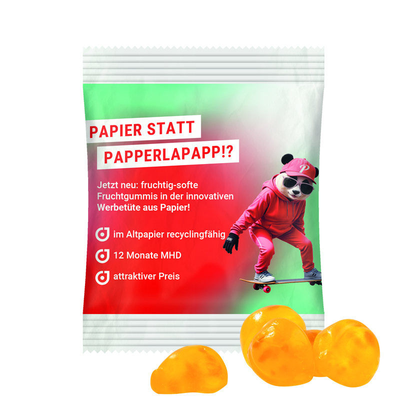 Minitüte 15 g, recyclingfähiges Papier weiß, Trolli Vitamin Fruchtgummi
