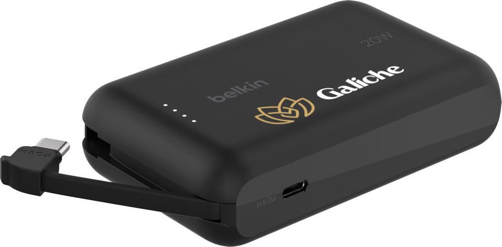 Belkin BoostCharge PowerBank 10K Integriertes Kabel - Schwarz