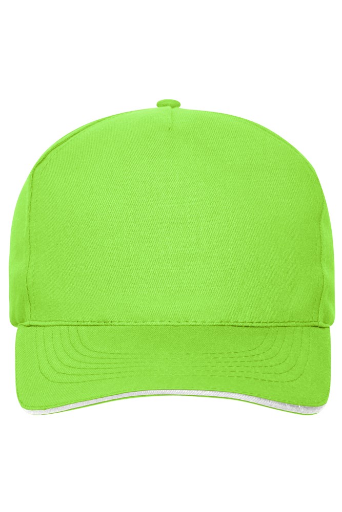 5 Panel Sandwich Cap Organic Cotton - Lime-green/white (ca. Pantone 367C
white)