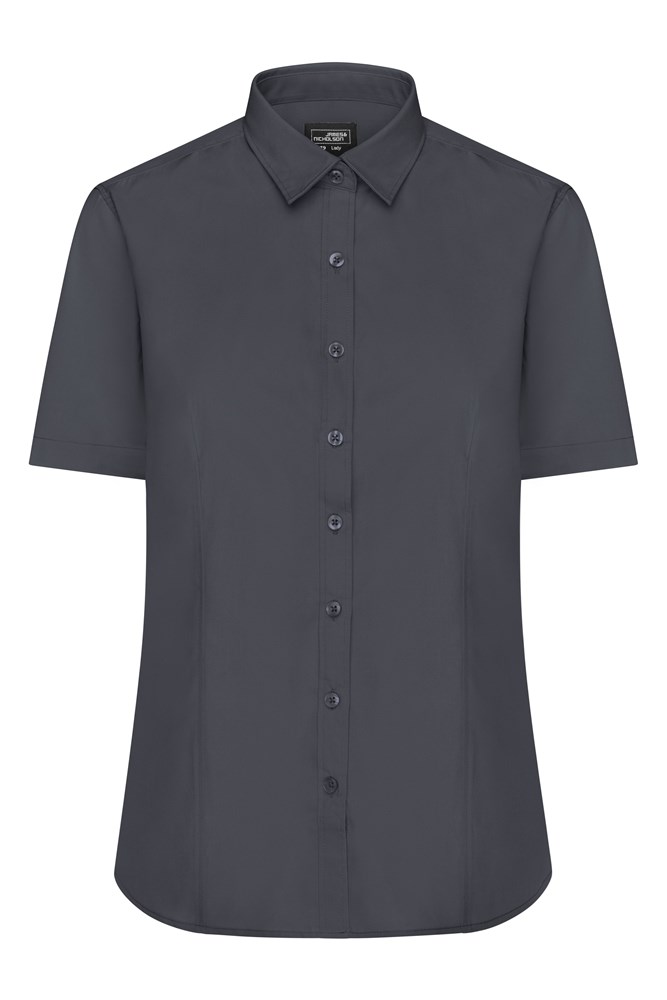 Ladies' Shirt Short-Sleeved Poplin - Carbon (ca. Pantone 425U)