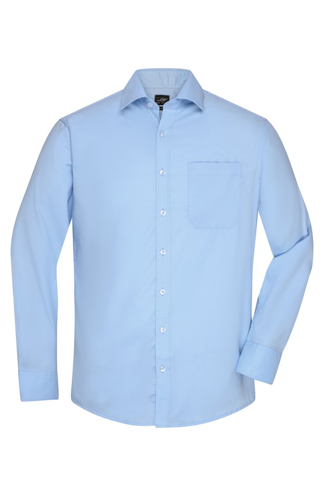 Men's Shirt Long-Sleeved Micro-Twill - Light-blue (ca. Pantone 649C)