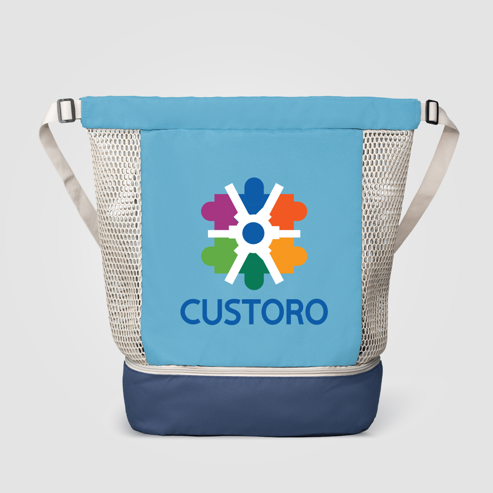 Neri Rucksack mit Kordelzug aus recyceltem Netzgewebe - 45 L - Stahlblau (#41748D)