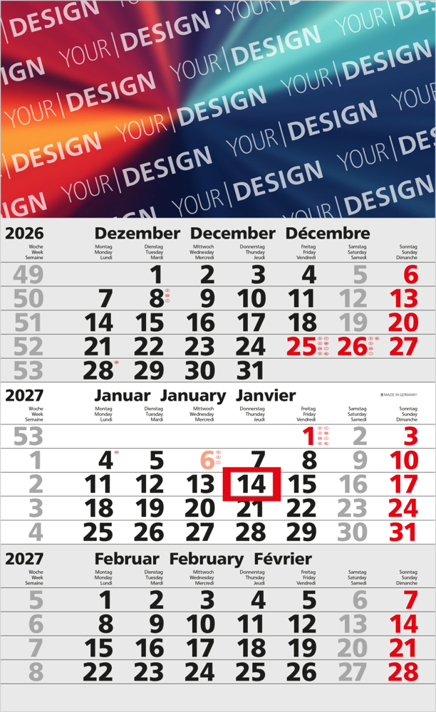 3-Monatskalender Einblatt Solid 3 EXPRESS