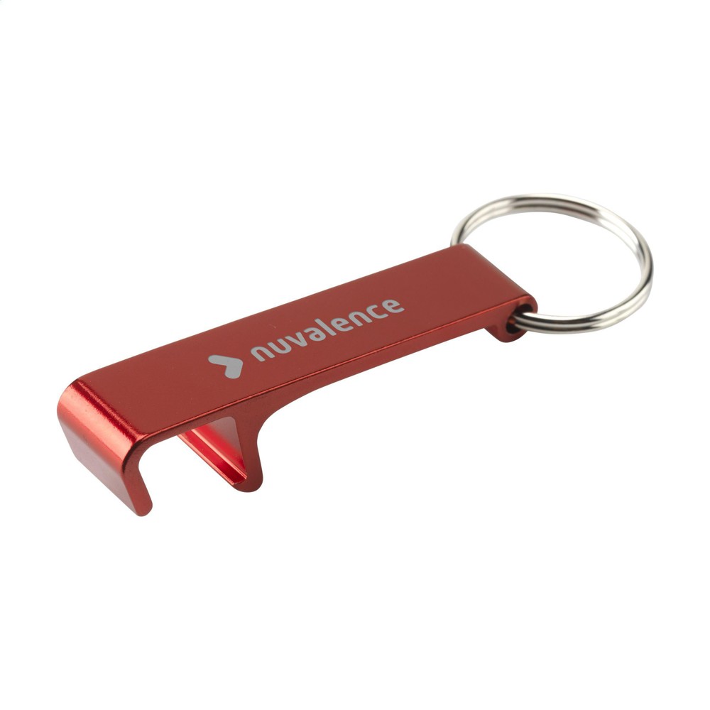 Alu Opener Phone Stand GRS Recycled Schlüsselanhänger - rot (± PMS 207C)
