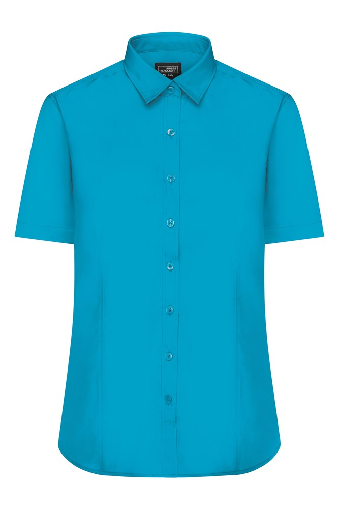 Ladies' Shirt Short-Sleeved Poplin - Turquoise (ca. Pantone 312C)