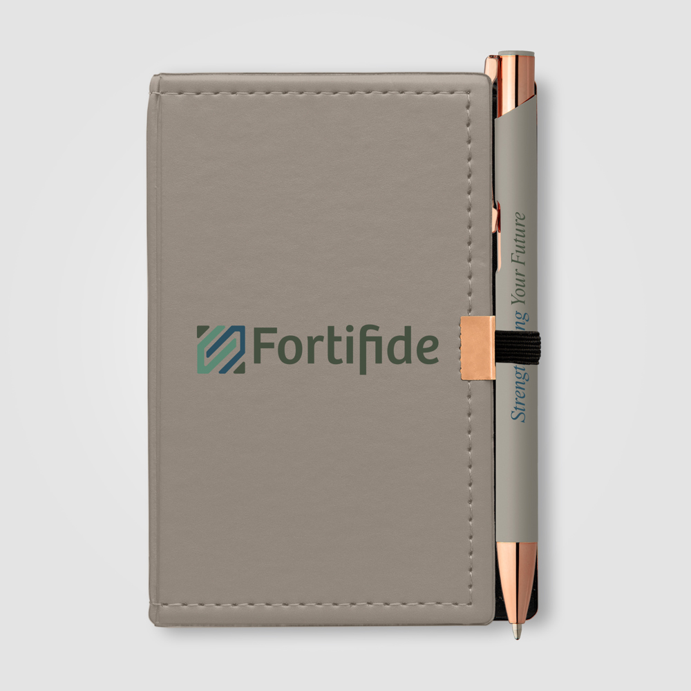 Caddy Notizbuch & Crosby Roségold Kugelschreiber - Geschenkset - Silber (#A7A8A9)