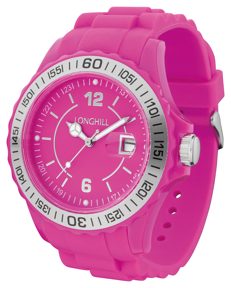 Kunststoffuhr LOGI SILBER - pink