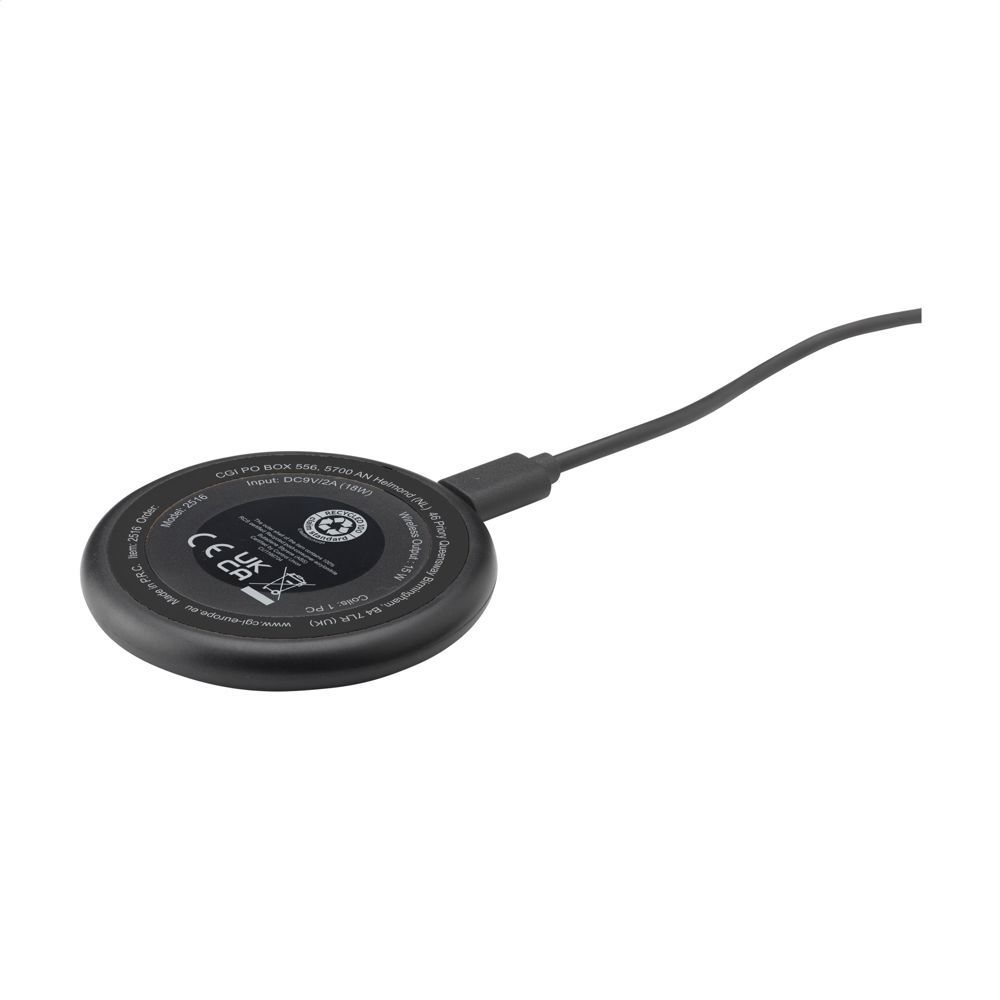 All-in-one RCS Recycled 15W Magnetic Wireless Charger - Schwarz/Schwarz