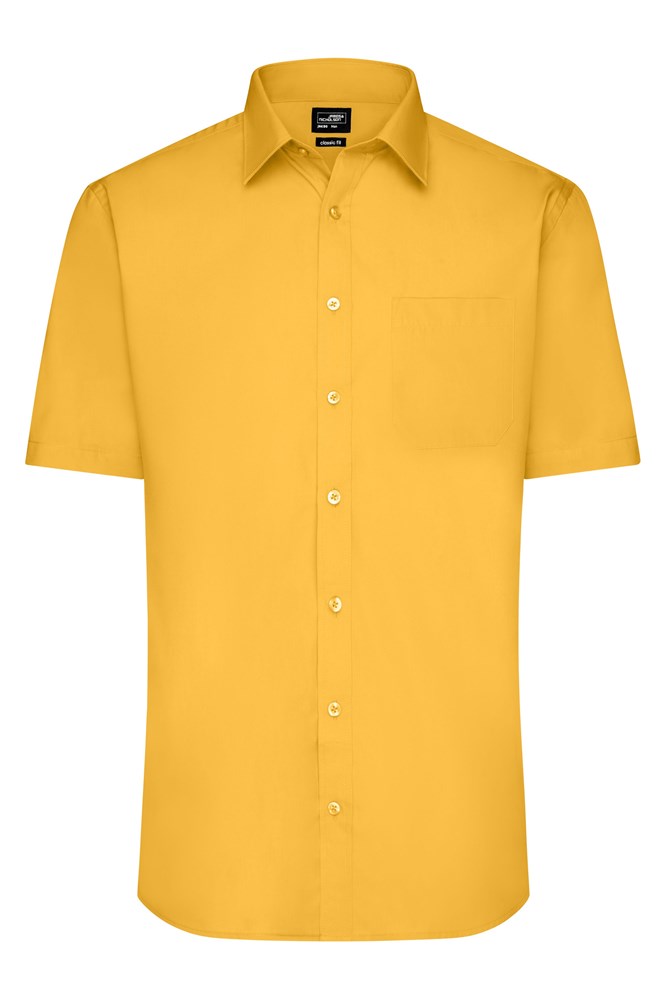 Men's Shirt Short-Sleeved Poplin - Yellow (ca. Pantone 101C)