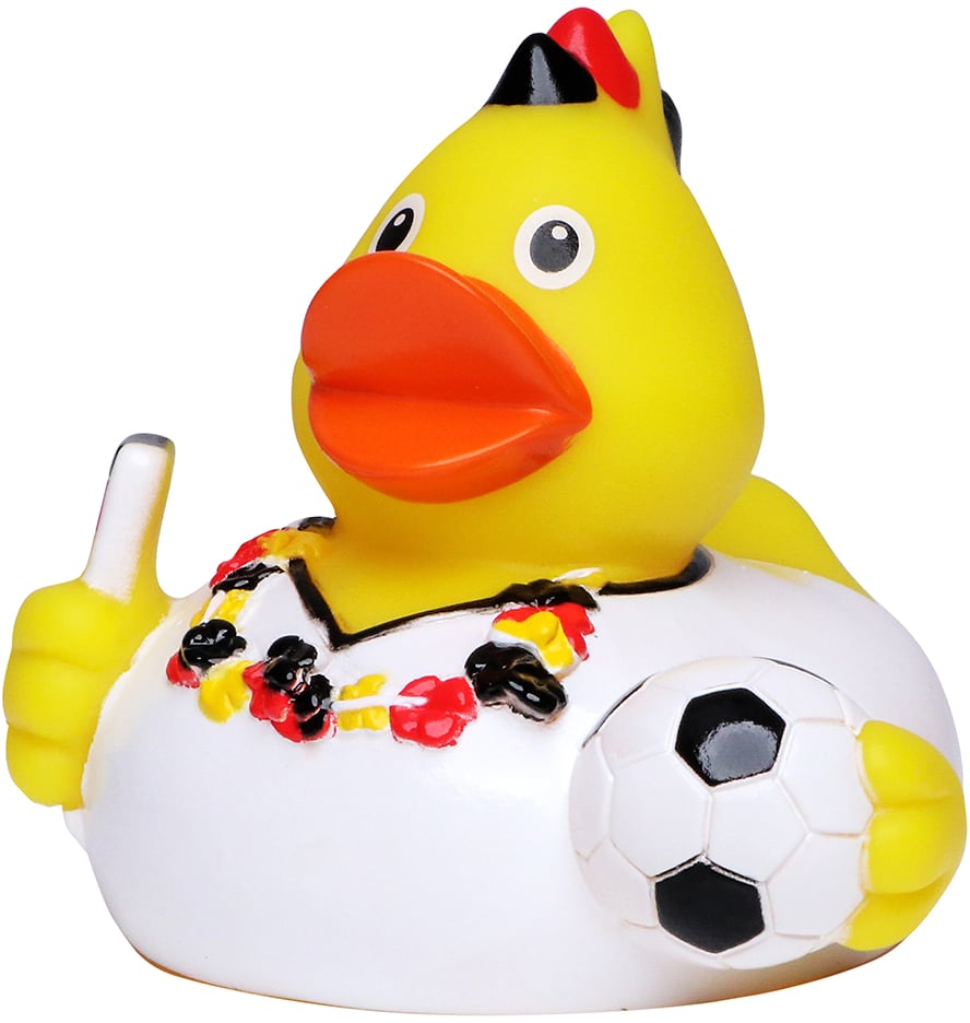 Quietsche-Ente Fußballfan, schwarz/rot/gelb, one size