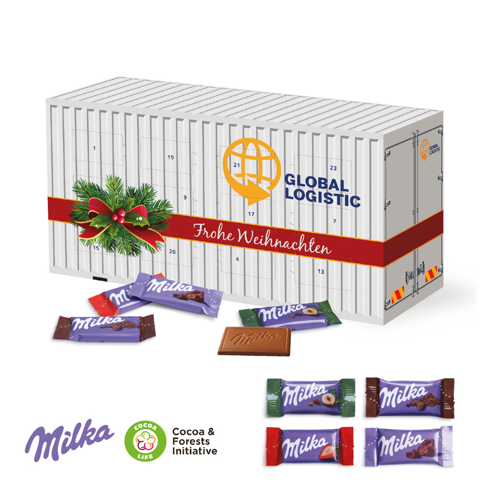 3D Adventskalender "Container" mit Milka Schokolade