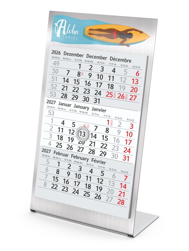Tischkalender Desktop 3 Steel, 1 Jahr