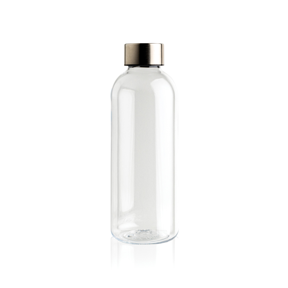 Auslaufsichere Trinkflasche mit Metalldeckel - transparent (± PMS Transparent)