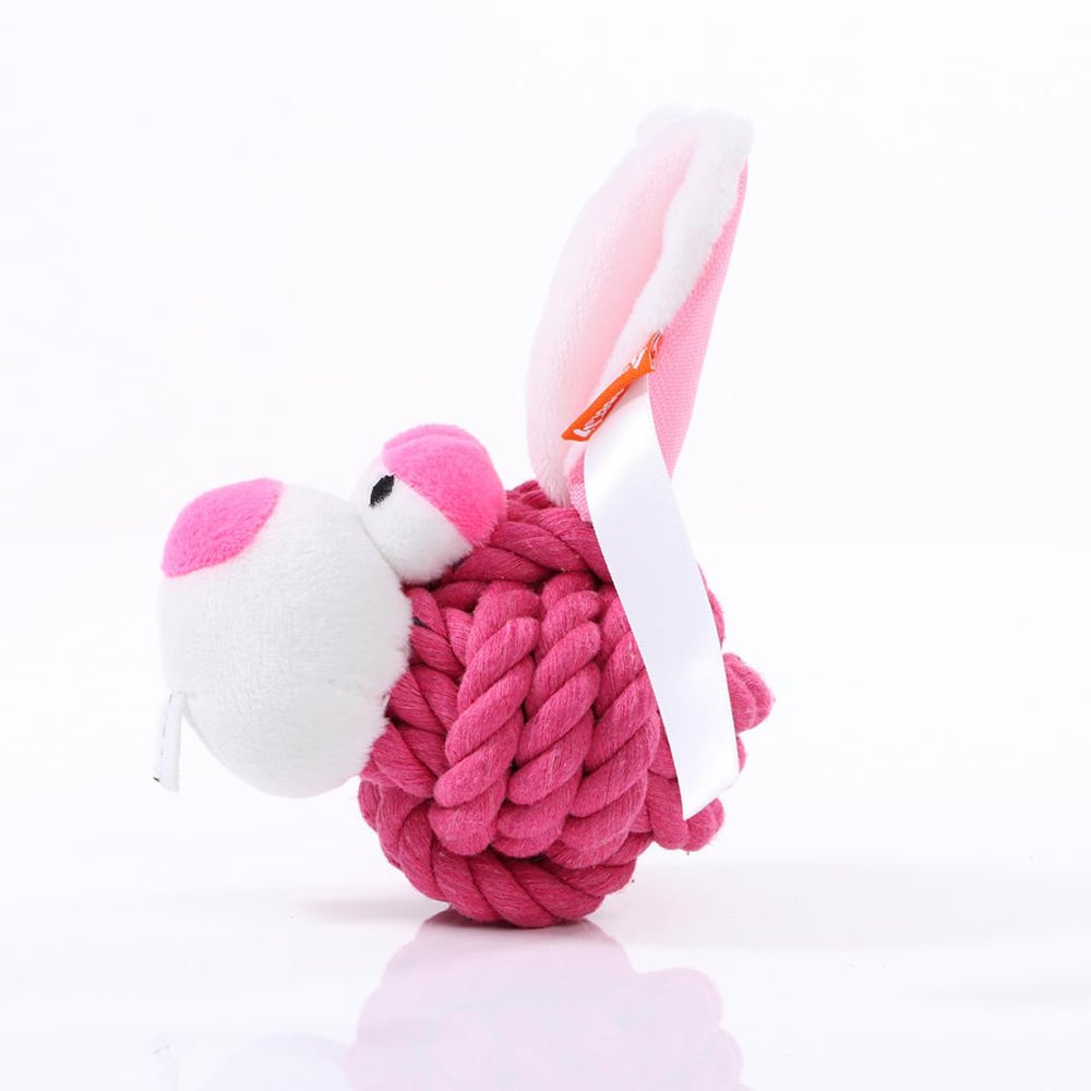 Hundespielzeug Knotentier Hase, pink, one size
