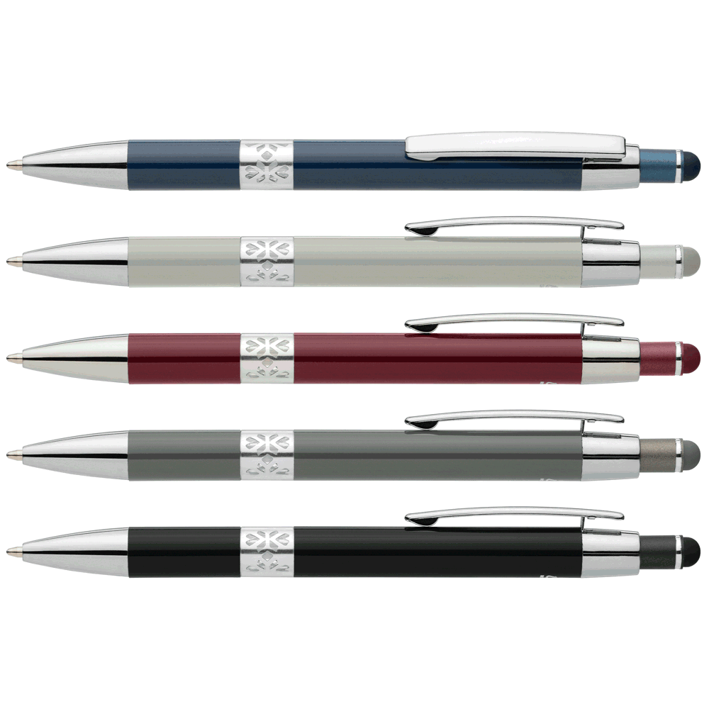 Adorn Kugelschreiber mit Chromverzierung und Stylus aus recyceltem Aluminium