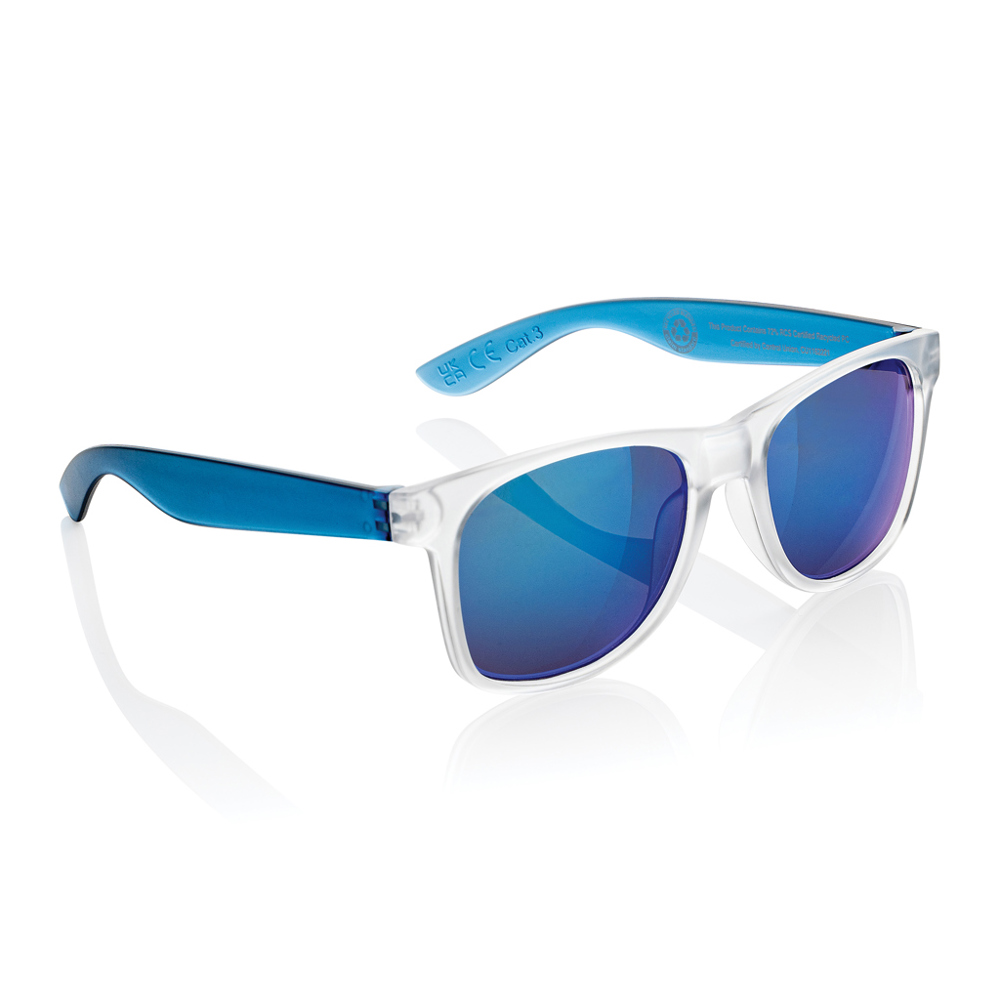 Gleam Sonnenbrille aus RCS rec. PC mit verspiegelten Gläsern - blau, weiß (± PMS 7701/ ± PMS White)