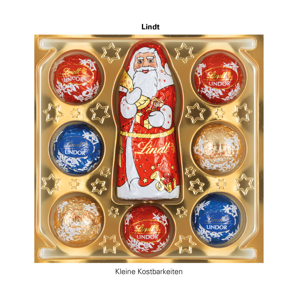 Lindt Präsent im Werbeschuber "Weihnachtsmütze", Lindt Mini Pralinés