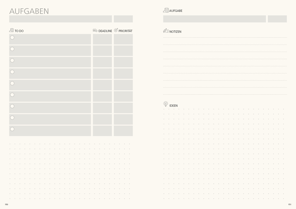 Notizbuch orgaLine Mainbook, Creme, tiefschwarz
