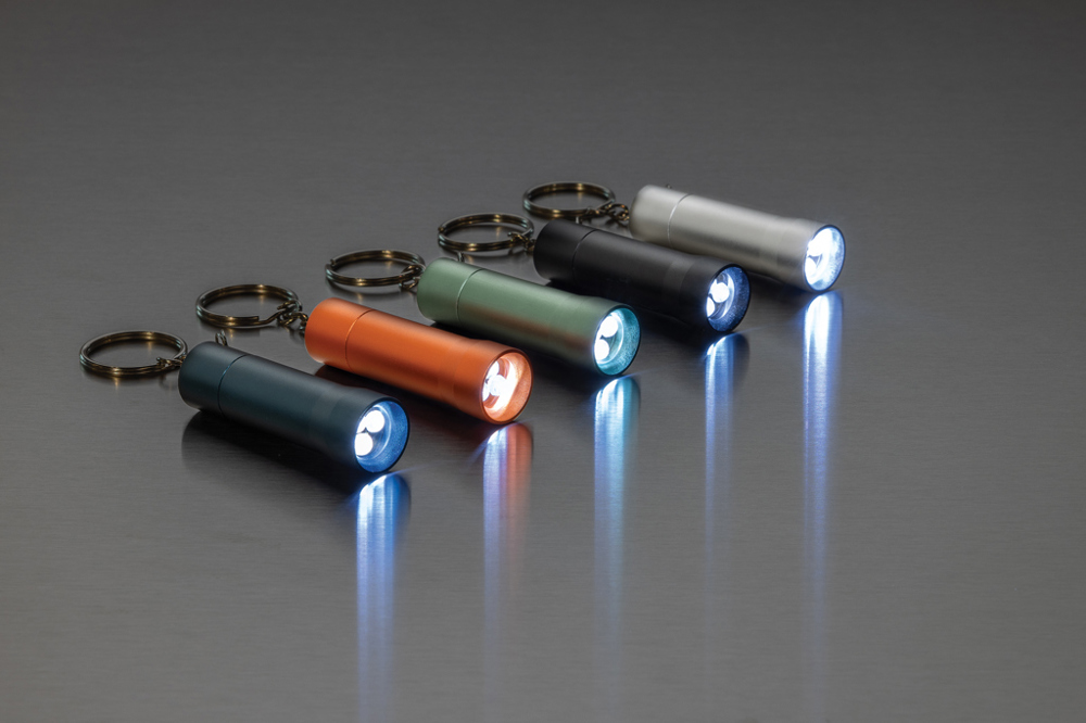 Flash Schlüsselanhänger-Taschenlampe aus RCS rec. Aluminium