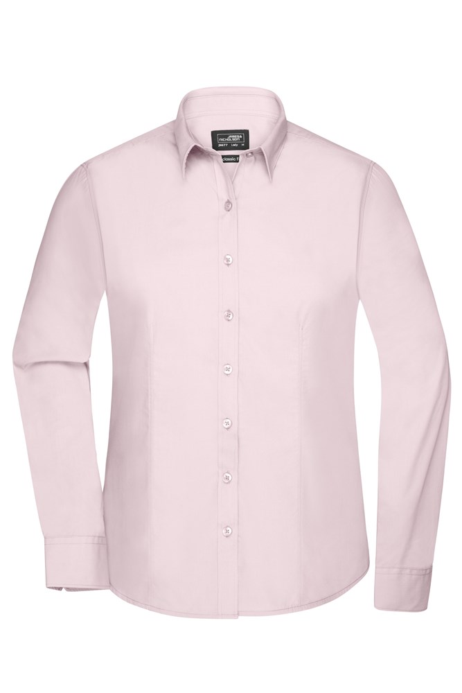 Ladies' Shirt Long-Sleeved Poplin - Light-pink (ca. Pantone 196C)