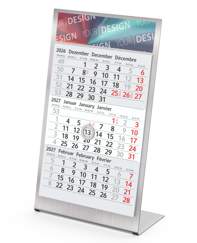 Tischkalender Desktop 3 Steel, 1 Jahr