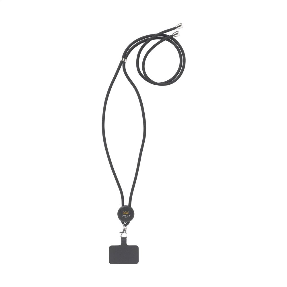Lace Lanyard GRS RPET 0,5 cm Handy-Schlüsselband - Schwarz