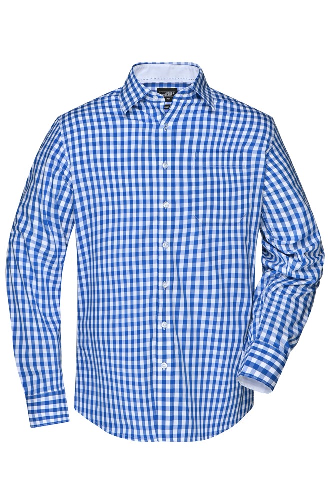 Men's Checked Shirt - Royal/white (ca. Pantone 2935C
white)