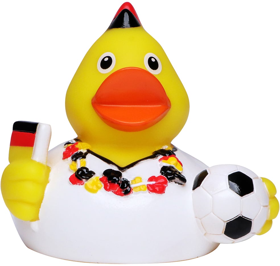Quietsche-Ente Fußballfan, schwarz/rot/gelb, one size