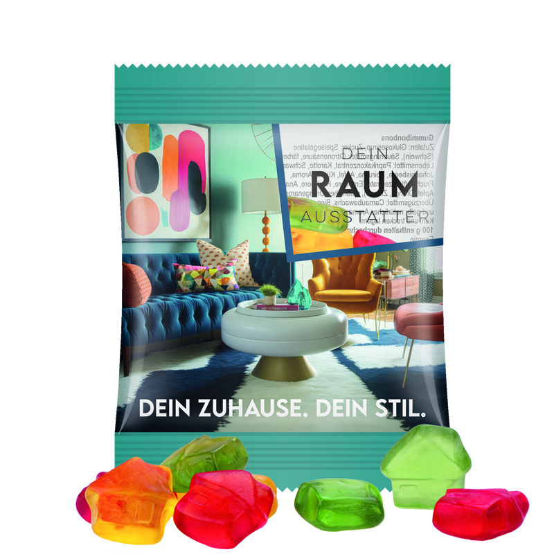 Minitüte 10 g, Folie transparent, Trolli Fruchtgummi Haus