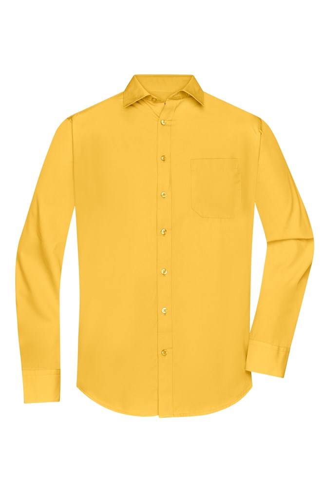 Men's Shirt Long-Sleeved Poplin - Yellow (ca. Pantone 101C)
