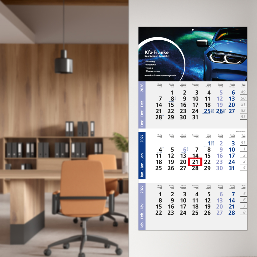 3-Monatskalender Einblatt Logic 3 Post A