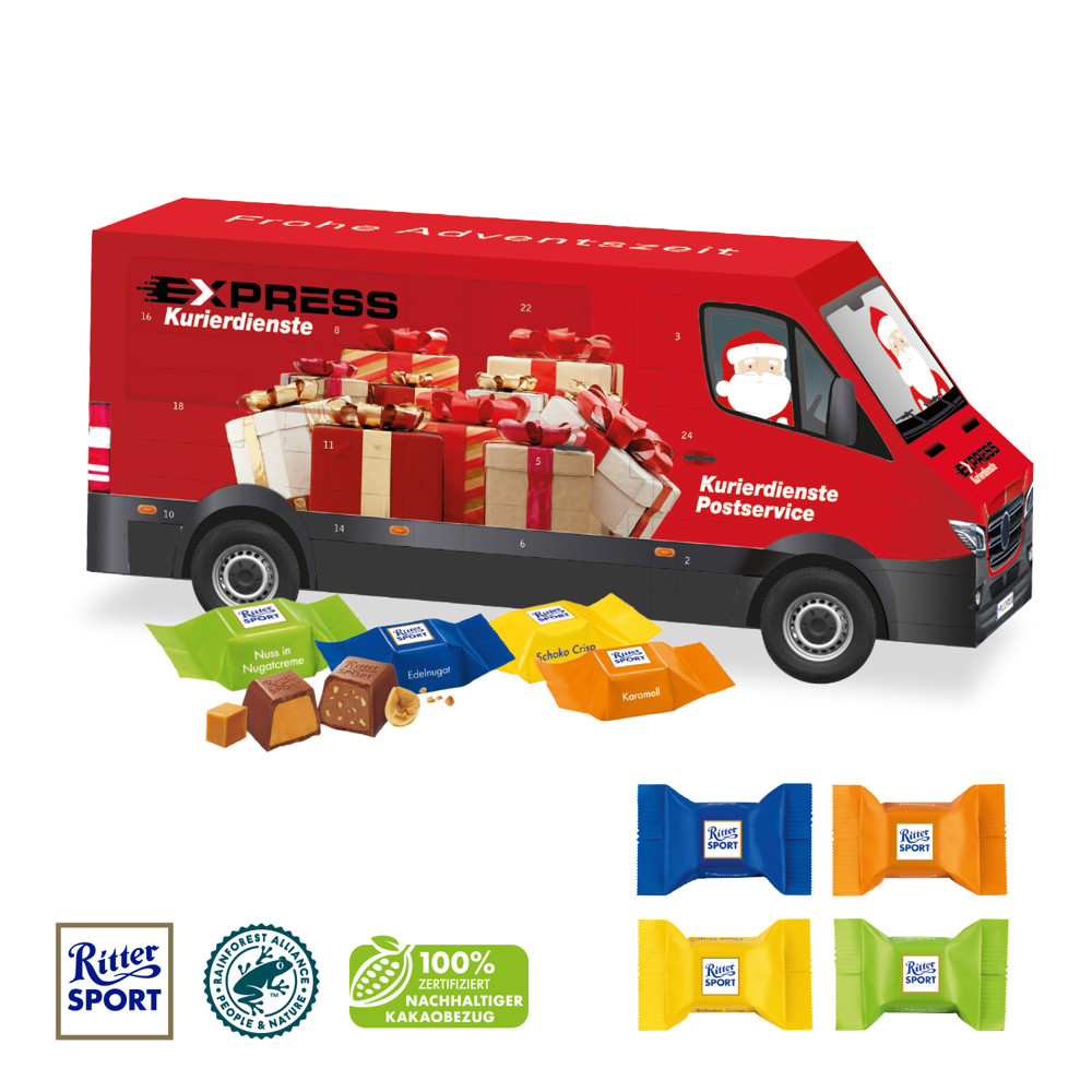 3D Adventskalender "Transporter" mit Ritter SPORT Schokowürfel