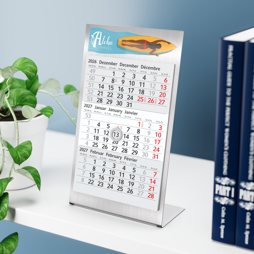 Tischkalender Desktop 3 Steel, 1 Jahr