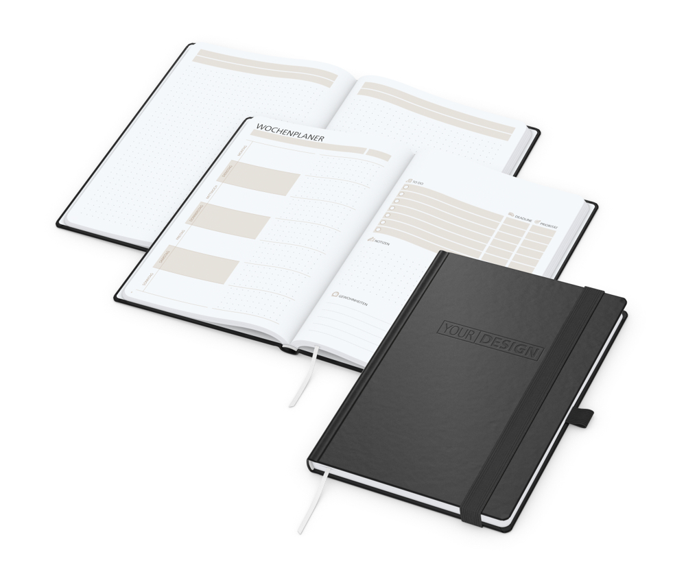 Notizbuch orgaLine Mainbook, White, tiefschwarz