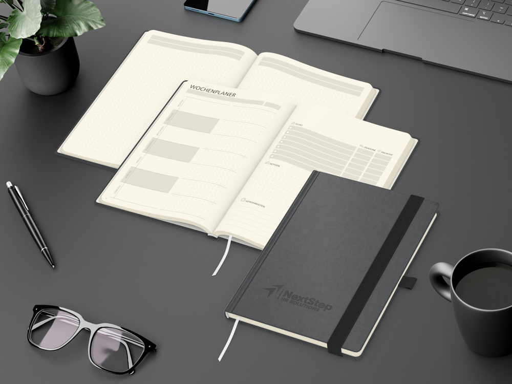 Notizbuch orgaLine Mainbook, Creme, anthrazit