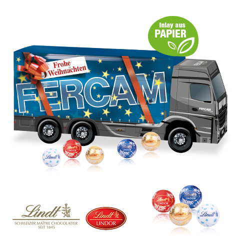 3D Adventskalender "LKW" mit Lindt Schokolade mit Papier-Inlay