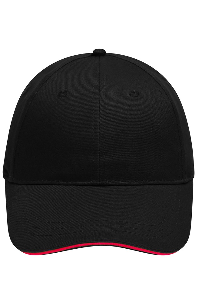 6 Panel Brushed Sandwich Cap - Black/red (ca. Pantone blackC
200C)