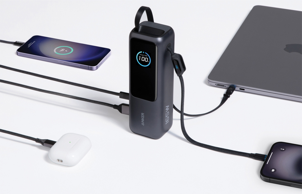 Anker Powerbank 25.000mAh-165W, mit integr. einziehb. Kabel