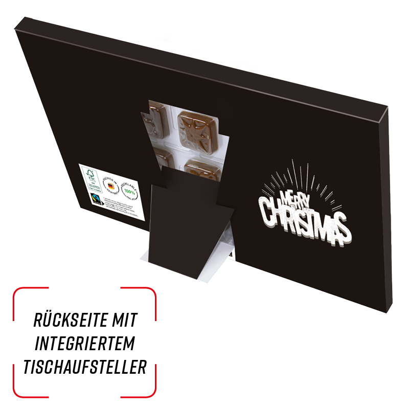 Classic Tisch Adventskalender, Blister gefüllt mit kakaofreier Schokoladen-Alternative