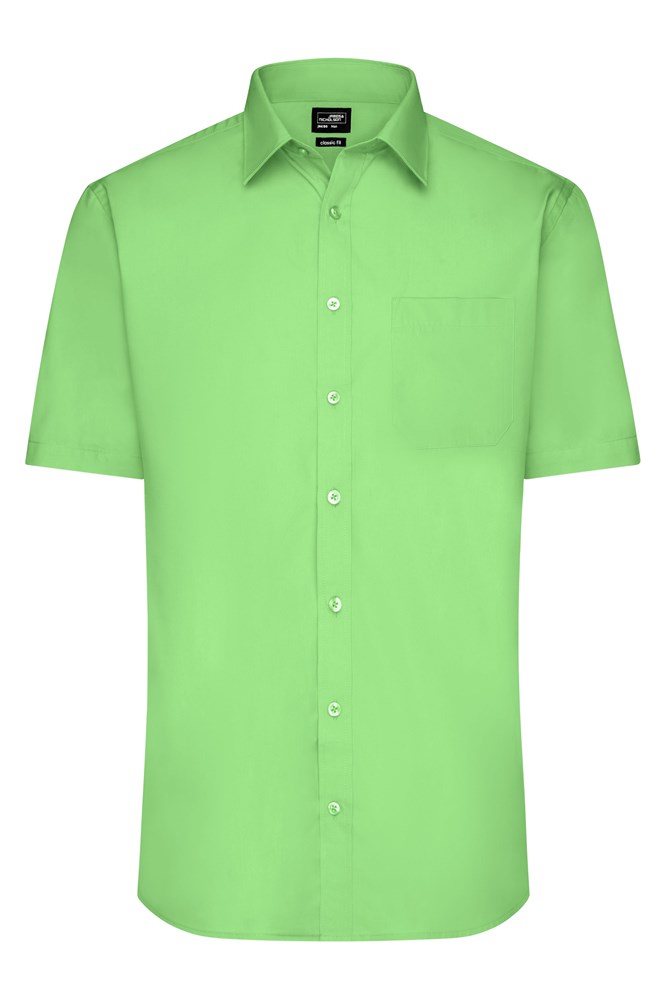 Men's Shirt Short-Sleeved Poplin - Lime-green (ca. Pantone 360C)