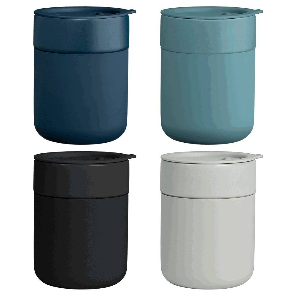 Obsidian - 295 ml Matte Keramik- und Silikonbecher mit Deckel