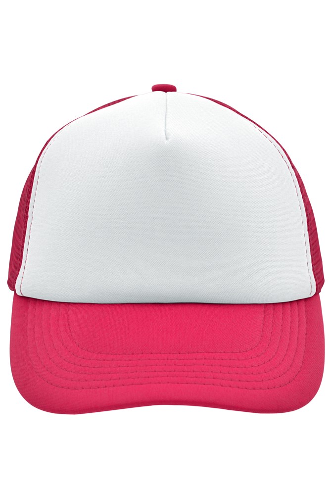 5 Panel Polyester Mesh Cap - White/magenta (ca. Pantone whiteC
214C)