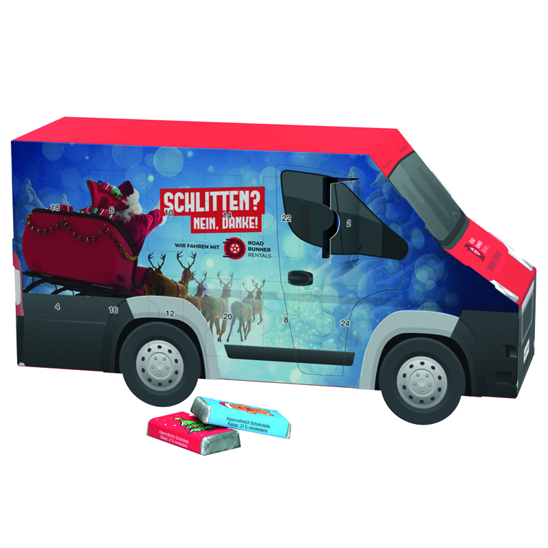 Adventskalender Transporter, Alpenmilch-Schokotäfelchen