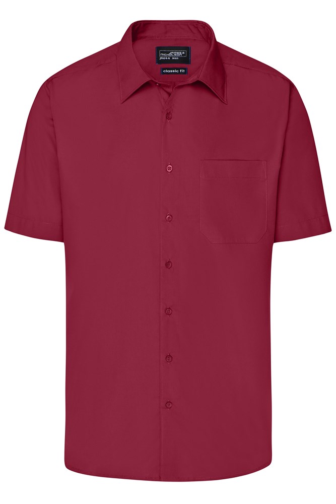 Men's Business Shirt Short-Sleeved - Wine (ca. Pantone 195C)