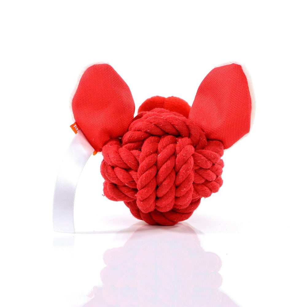 Hundespielzeug Knotentier Wildschwein, rot, one size
