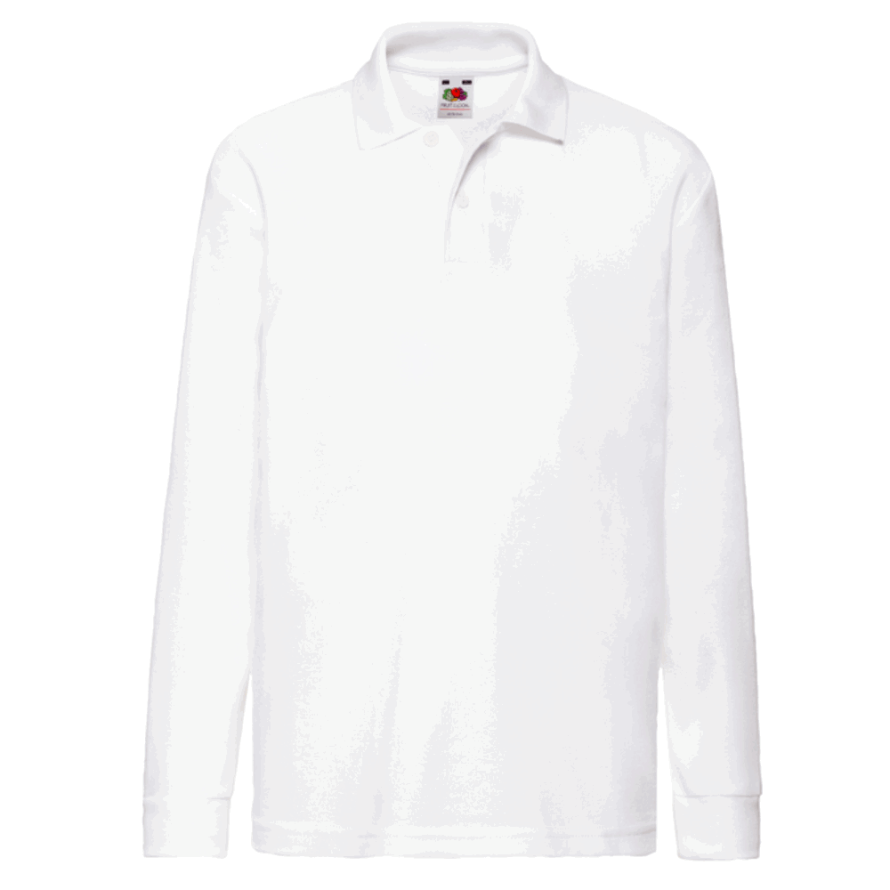 632010 - Kids Long Sleeve Polo, weiß, 152
