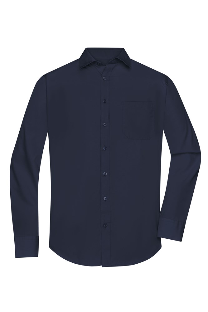 Men's Shirt Long-Sleeved Poplin - Navy (ca. Pantone 296C)