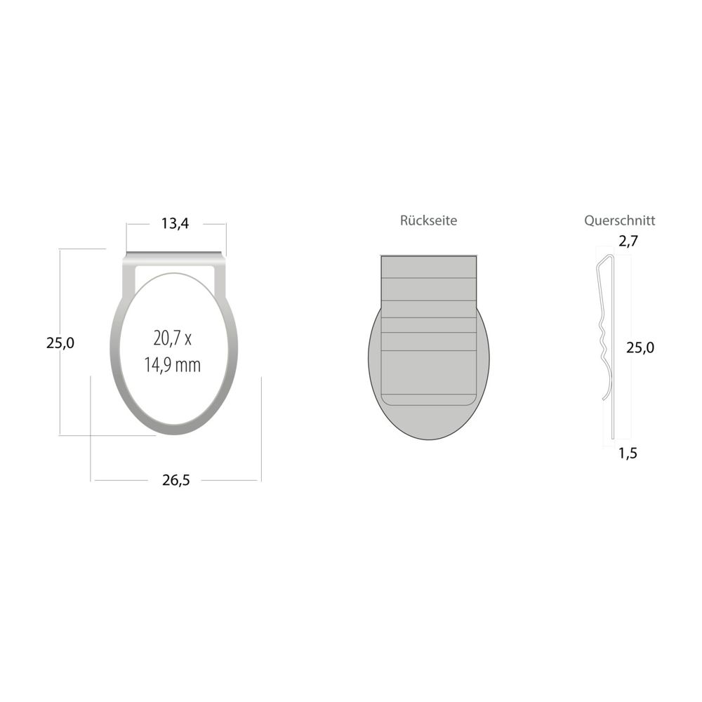 ROMINOX® Mehrweg-Büroklammer Shape Clip Variante I, idealer Mailingartikel für Dokumente, bis zu 18 Seiten Klemmkraft