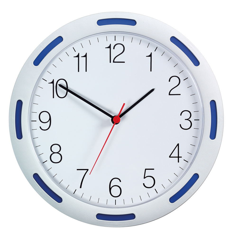 Quarz-Wanduhr U-1248 - silber/blau